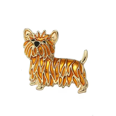 Cute Dog Small Gold Brooch – Adorable Zinc Alloy Enamel Pin for Dog Lovers All Shades