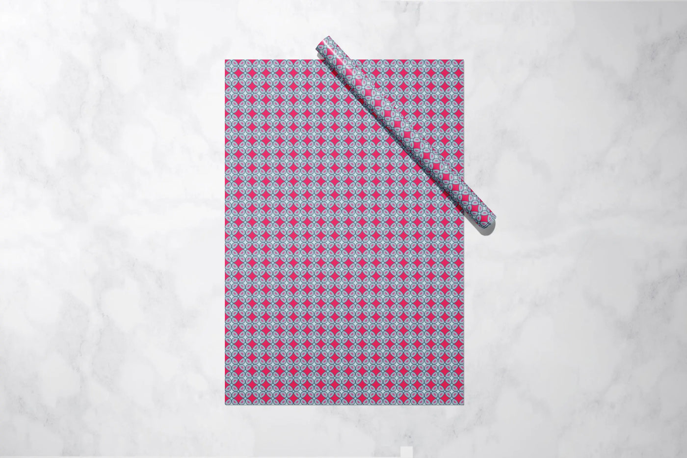 Pink and Blue Geometric Diamond Gift Wrap 1 Metre Roll - All Shades