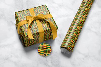 Vibrant Yellow Kente Gift Wrap 1 Metre Roll - All Shades