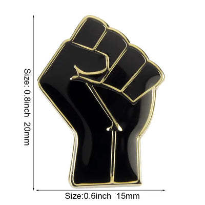 Raised Fist of Solidarity Enamel Pin - Red and Black Brooch All Shades