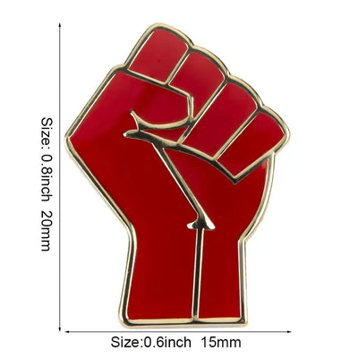 Raised Fist of Solidarity Enamel Pin - Red and Black Brooch All Shades