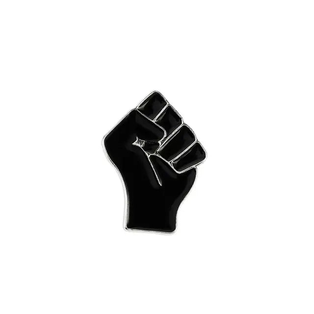 Raised Fist of Solidarity Enamel Pin - Red and Black Brooch All Shades