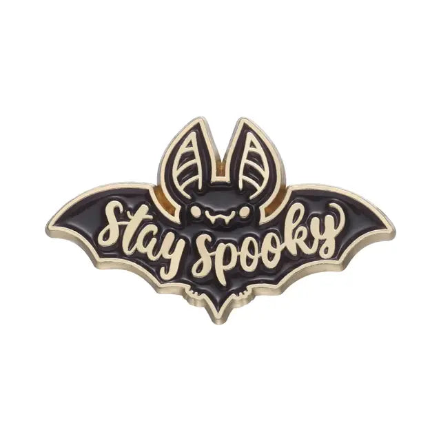 Stay Spooky Enamel Pins Custom Dark Bat Halloween Punk Brooches All Shades