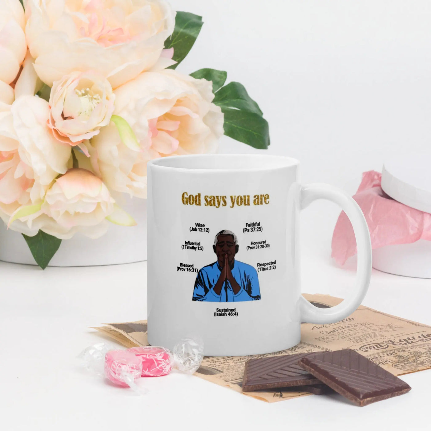 God Says You Are - Empowering Scripture Quotes - White glossy mug All Shades