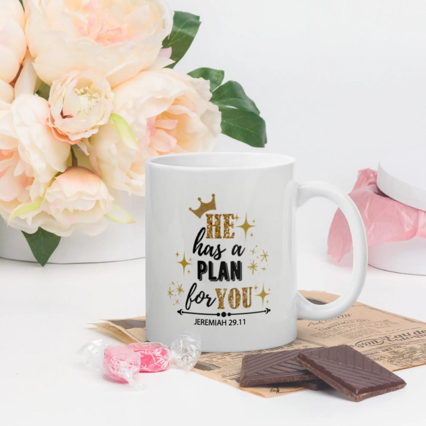 He has a plan for you - White glossy mug All Shades