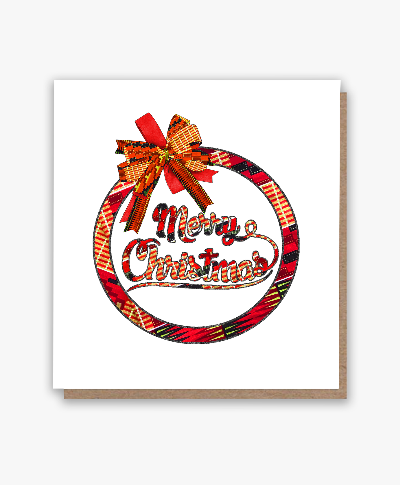 Merry Christmas Kente Wreath Card